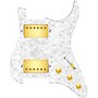 920d Custom Hushed And Humble HH Loaded Pickguard for Strat With Gold Smoothie Humbuckers and S5W-HH Wiring Harness White Pearl