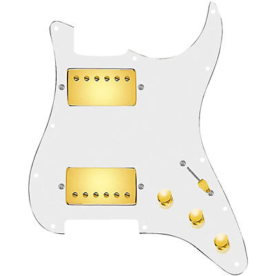 920d Custom Hushed And Humble HH Loaded Pickguard for Strat With Gold Smoothie Humbuckers and S5W-HH Wiring Harness