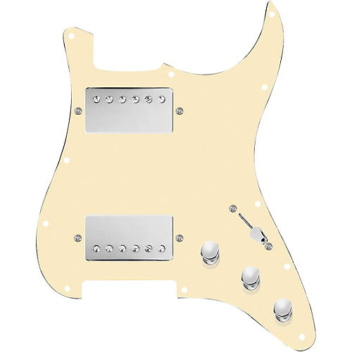 920D Custom Hushed and Humble HH Loaded Pickguard for Strat With Nickel Smoothie Humbuckers and S3W-HH Wiring Harness Aged White