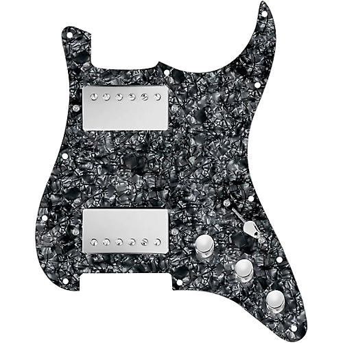 920d Custom Hushed and Humble HH Loaded Pickguard for Strat With Nickel Smoothie Humbuckers and S3W-HH Wiring Harness Black Pearl