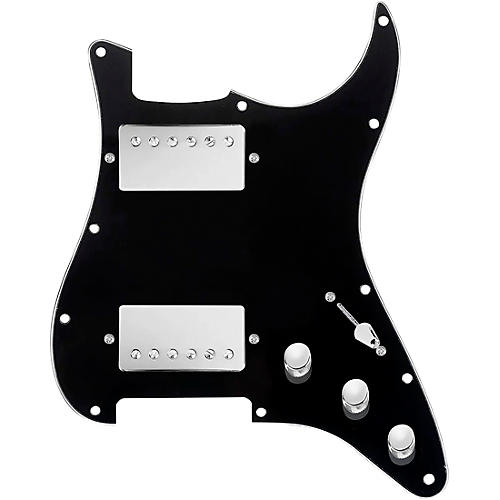 920d Custom Hushed and Humble HH Loaded Pickguard for Strat With Nickel Smoothie Humbuckers and S3W-HH Wiring Harness Black