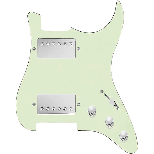 920d Custom Hushed and Humble HH Loaded Pickguard for Strat With Nickel Smoothie Humbuckers and S3W-HH Wiring Harness Mint Green