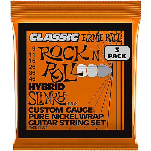Ernie Ball Hybrid Slinky Classic Rock and Roll Electric Guitar Strings 3 Pack 09 - 46
