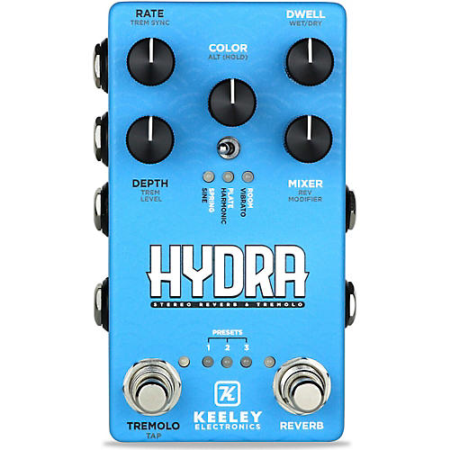 Keeley Hydra Stereo Reverb & Tremolo Effects Pedal Rich Blue