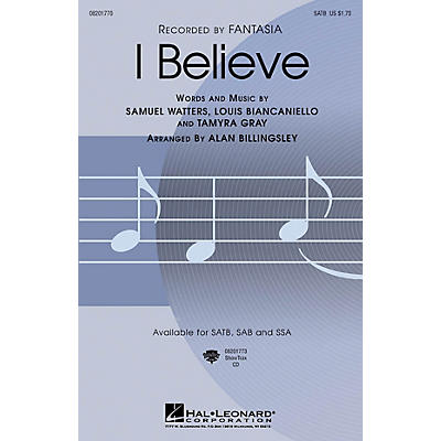 Hal Leonard I Believe SAB by Fantasia Arranged by Alan Billingsley