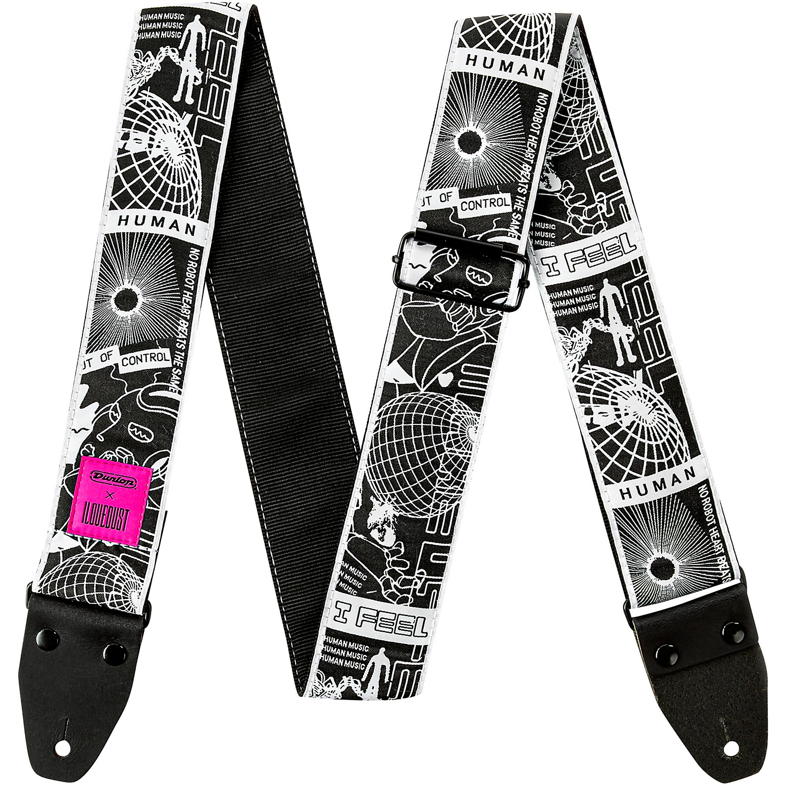Dunlop I Love Dust Guitar Strap Robot Heart Musician's Friend