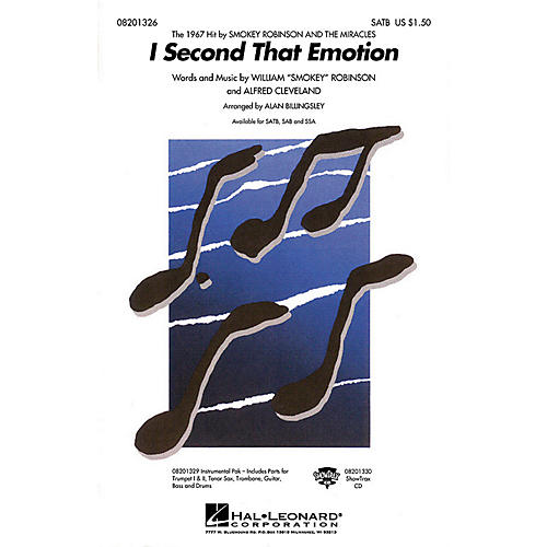 Hal Leonard I Second That Emotion SATB by The Miracles arranged by Alan Billingsley