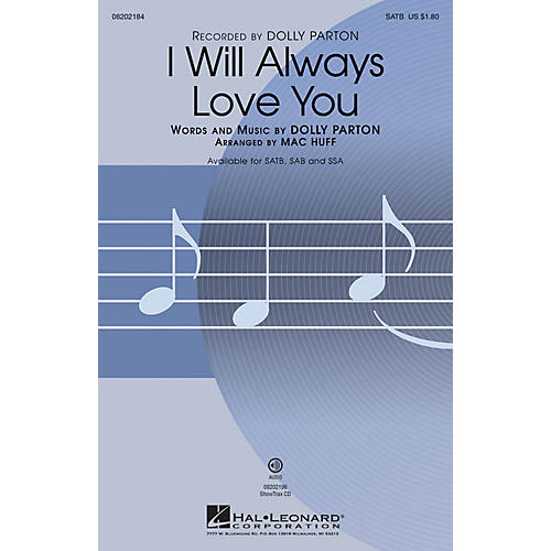 Hal Leonard I Will Always Love You ShowTrax CD by Dolly Parton Arranged by Mac Huff