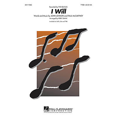 Hal Leonard I Will TTBB A Cappella by Beatles arranged by Kirby Shaw