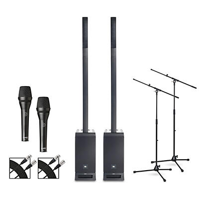 JBL IRX ONE Column Line Array Stereo Bundle With Dual AKG P5i Microphones, Stands and Cables