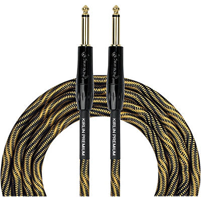 KIRLIN IWB Black/Gold Woven Instrument Cable 1/4" Straight