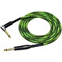 KIRLIN IWB Black/Green Woven Instrument Cable 1/4