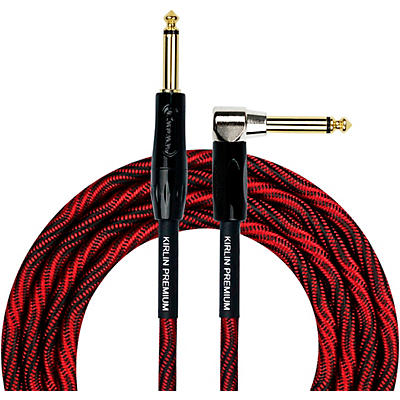 KIRLIN IWB Black/Red Woven Instrument Cable 1/4" Straight to Right Angle