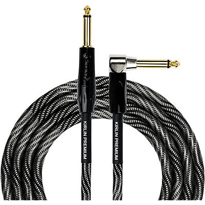 Kirlin IWB Black/White Woven Instrument Cable 1/4" Straight to Right Angle