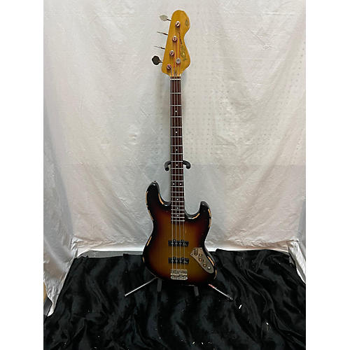 Vintage Icon Jazz Bass Electric Bass Guitar distressed sunburst