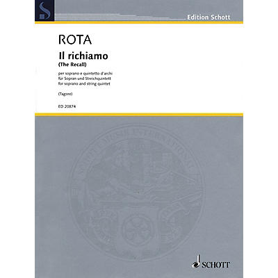 Schott Il richiamo (Soprano and String Quartet) Schott Series Softcover Composed by Nino Rota