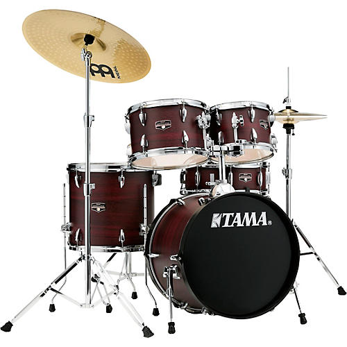 TAMA Imperialstar 5-Piece Complete Drum Set with 18 in. Bass Drum and Meinl HCS Cymbals Burgundy Walnut Wrap