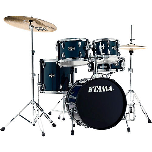 TAMA Imperialstar 5-Piece Complete Drum Set with 18 in. Bass Drum and Meinl HCS Cymbals Dark Blue