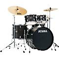TAMA Imperialstar 5-Piece Complete Drum Set with 22 in. Bass Drum and Meinl HCS Cymbals Hairline BlackBlack Oak Wrap