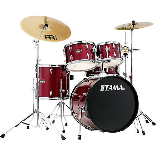 TAMA Imperialstar 5-Piece Complete Drum Set with Meinl HCS cymbals and 20 in. Bass Drum Candy Apple Mist