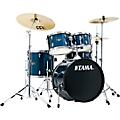Tama Imperialstar 5-Piece Complete Drum Set with Meinl HCS cymbals and 20 in. Bass Drum Hairline BlackHairline Light Blue