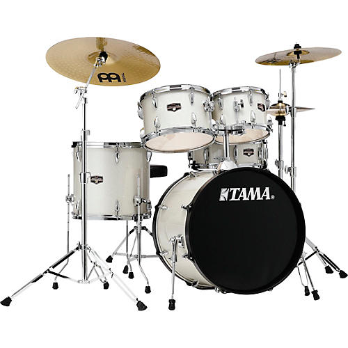 TAMA Imperialstar 5-Piece Complete Drum Set with Meinl HCS cymbals and 20 in. Bass Drum Vintage White Sparkle