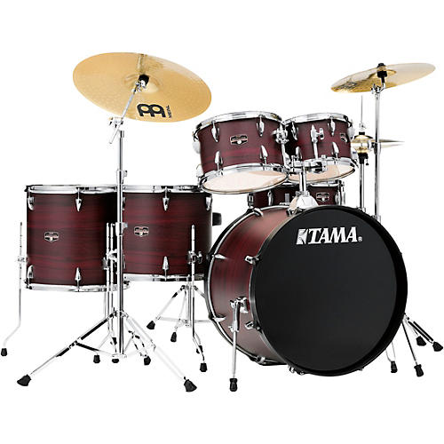 TAMA Imperialstar 6-Piece Complete Drum Set with Meinl HCS Cymbals and 22 in. Bass Drum Burgundy Walnut Wrap