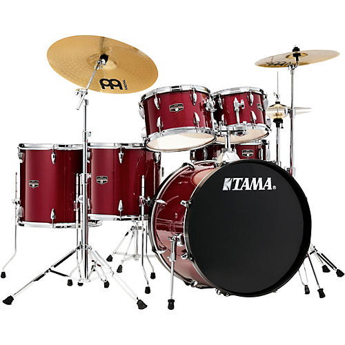 TAMA Imperialstar 6-Piece Complete Drum Set with Meinl HCS Cymbals and 22 in. Bass Drum Candy Apple Mist
