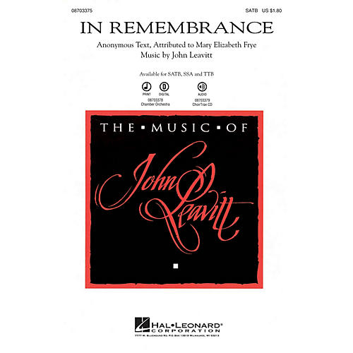 Hal Leonard In Remembrance SSA Composed by John Leavitt