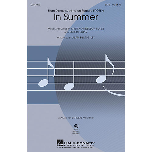 In Summer (from Frozen) ShowTrax CD Arranged by Alan Billingsley