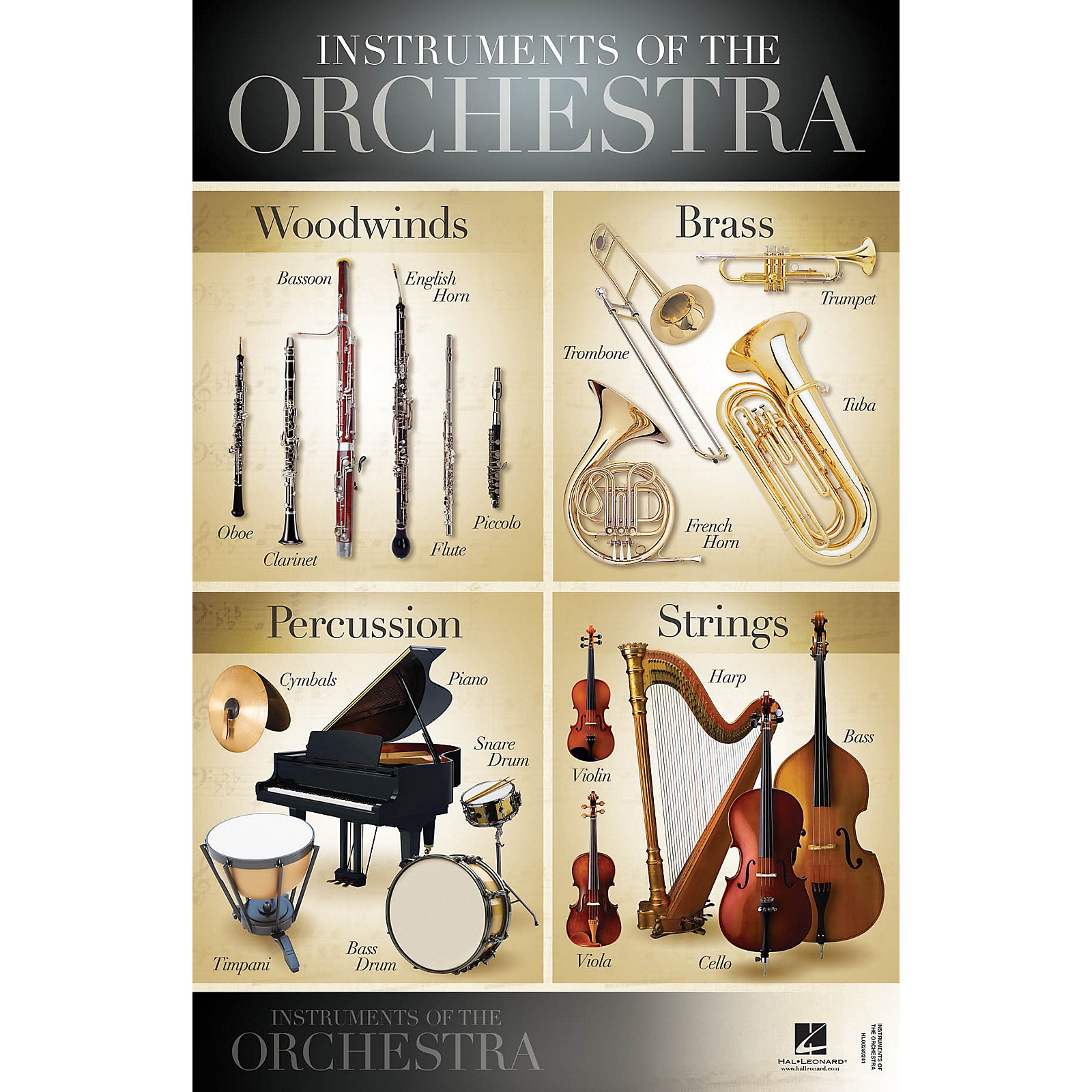 Hal Leonard Instruments of the Orchestra Wall Poster - 22 inch x 34 ...