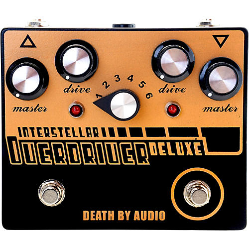 Death By Audio Interstellar Overdriver Deluxe Dual Overdrive Noise Effects Pedal Condition 1 - Mint Black and Gold