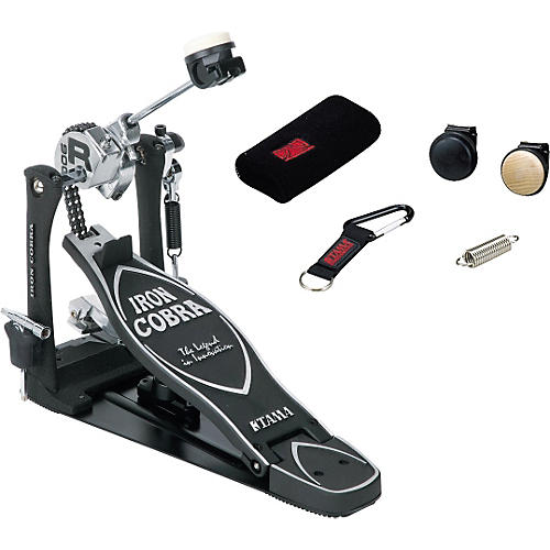 Iron Cobra Rolling Glide Single Kick Drum Pedal with Cobra Coil and Bonus Package