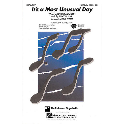 Hal Leonard It's a Most Unusual Day SATB Divisi arranged by Steve Zegree
