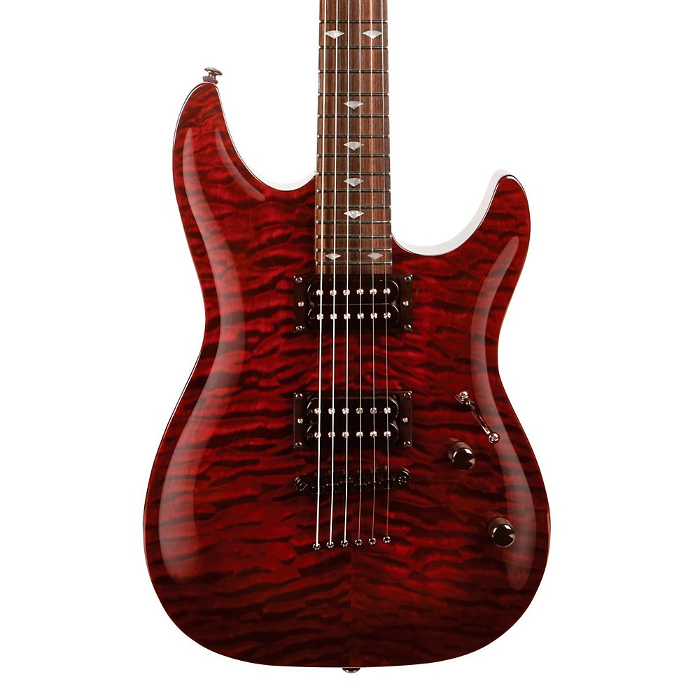 UPC 656238026314 product image for Rogue REL350 String-Thru Body Quilt Top Electric Guitar Transparent Black Cherry | upcitemdb.com