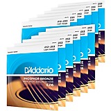 D'Addario Phosphor Bronze Wound Acoustic Guitar Strings, 10-pack, Light  (EJ16-10P)