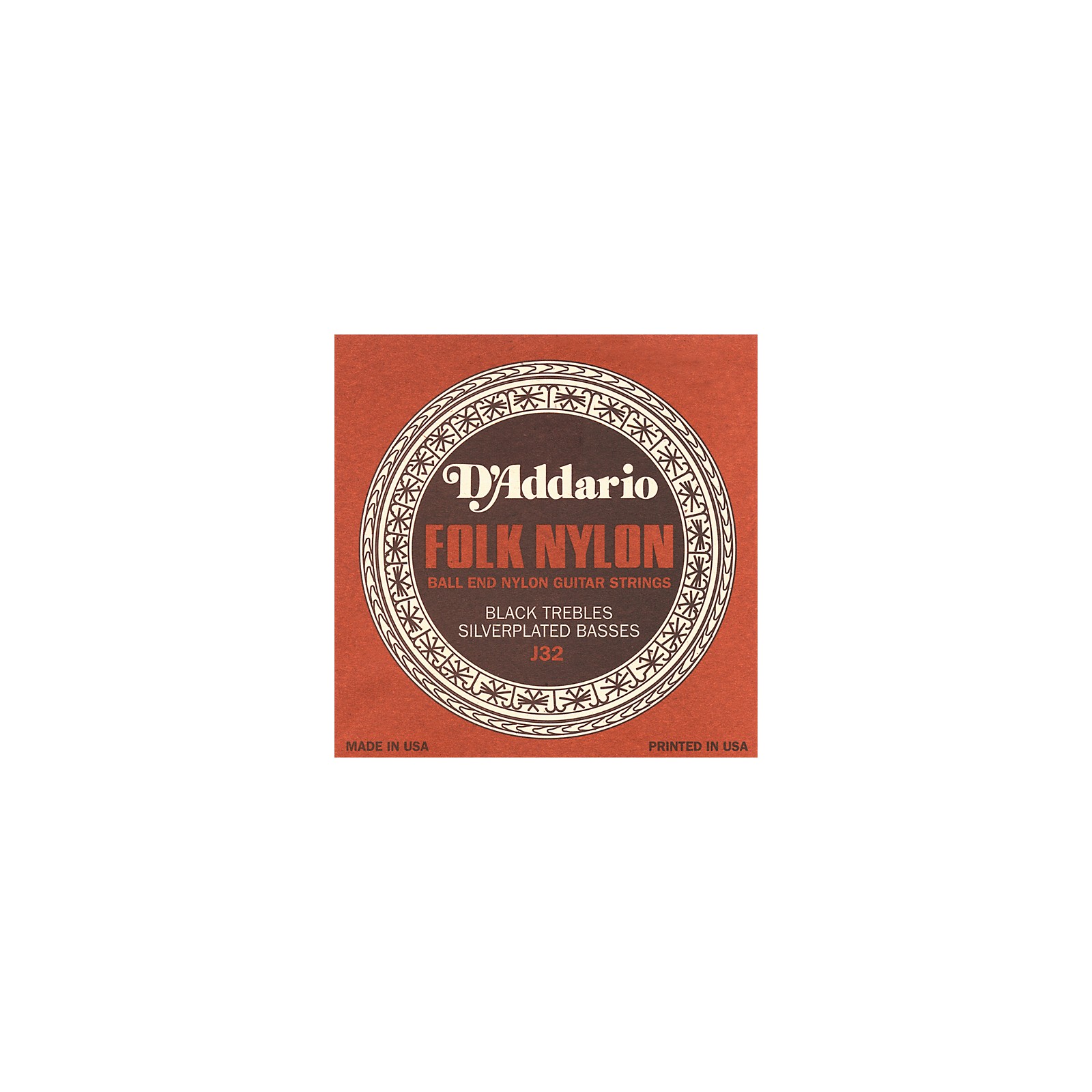 D'Addario J32 Folk Nylon Silver/Black Acoustic Guitar Strings