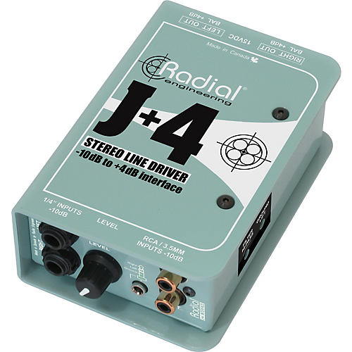 Radial Engineering J+4 Stereo Line Driver -10dB to +4dB Interface