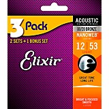 Elixir 80 20 Bronze Acoustic Guitar Strings With NANOWEB Coating