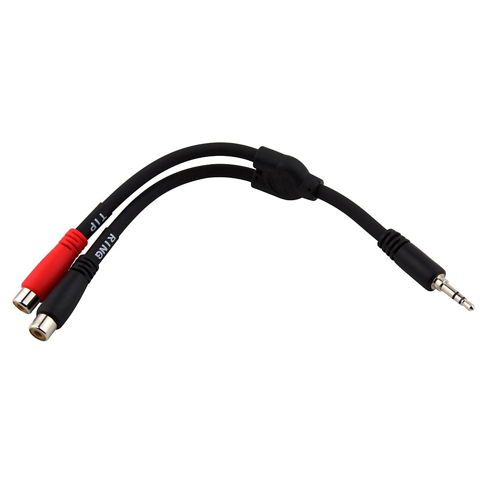 Pig Hog Y Cable Stereo 3.5MM(M) to Dual RCA(F) 6 in Black