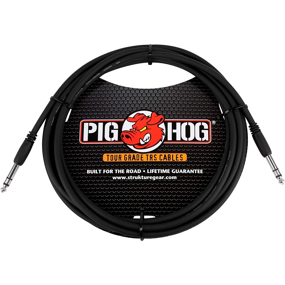 Pig Hog Instrument Cable 1/4" TRS to 1/4" TRS (3 ft.) 15 ft Black