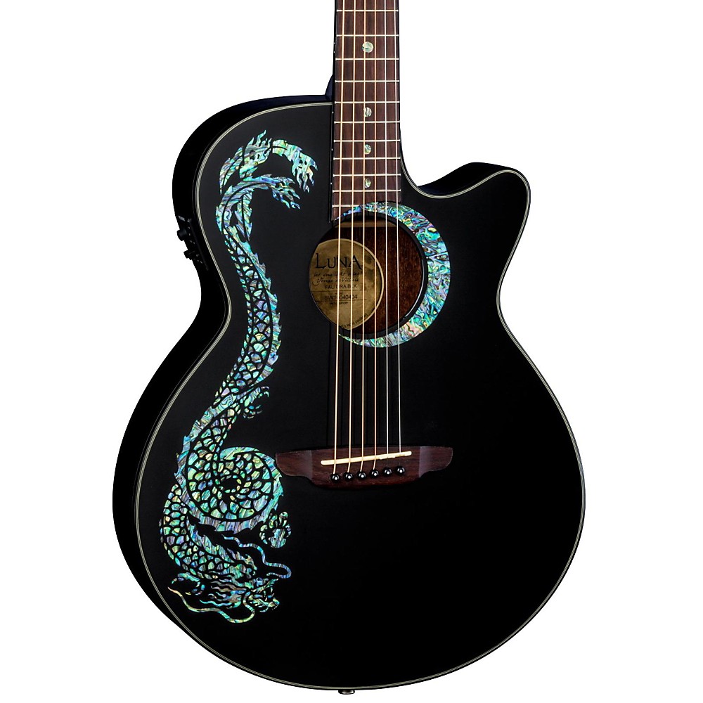 Luna Guitars Fauna Dragon Acoustic-Electric Guitar Classic Black