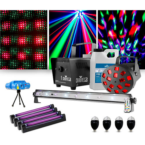 JAM Pack Diamond with Four Party Bulbs, Four Blacklights and a VEI Mini Laser Lighting Package