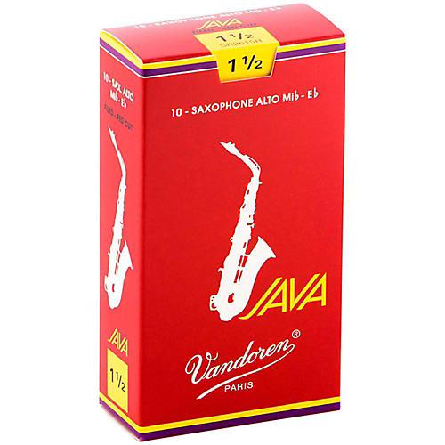 Vandoren JAVA Red Alto Saxophone Reeds Strength 1.5, Box of 10