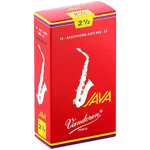 Vandoren JAVA Red Alto Saxophone Reeds Strength 2.5, Box of 10