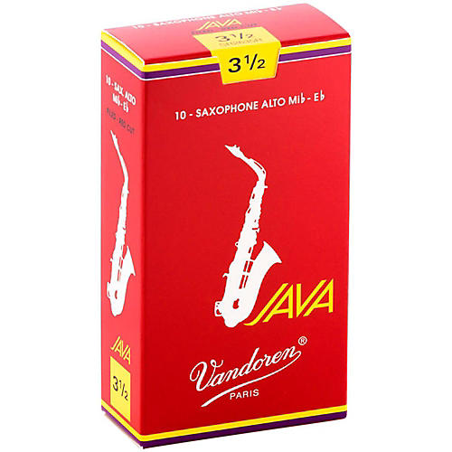Vandoren JAVA Red Alto Saxophone Reeds Strength 3.5, Box of 10