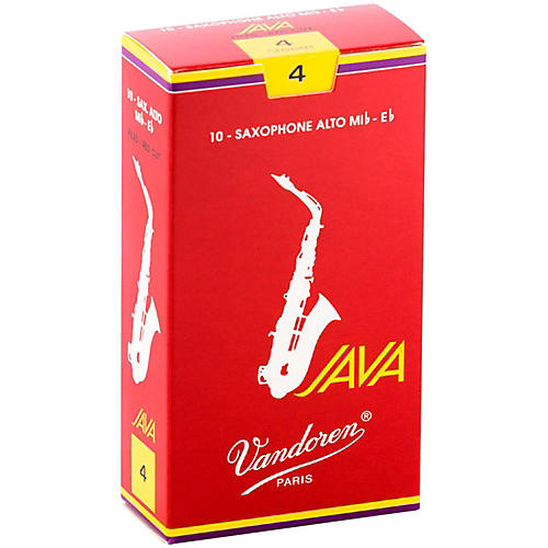 Vandoren JAVA Red Alto Saxophone Reeds Strength 4, Box of 10