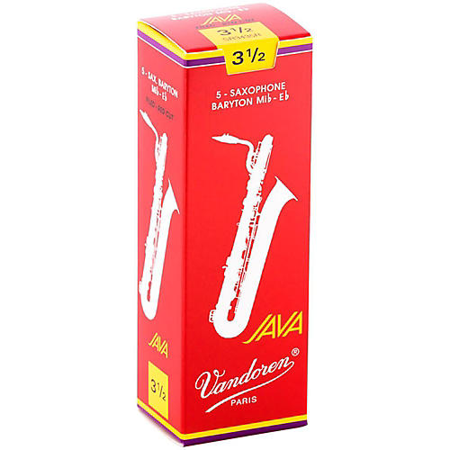 Vandoren JAVA Red Baritone Saxophone Reeds Strength 3.5, Box of 5