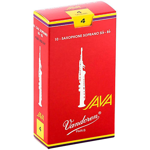 Vandoren JAVA Red Soprano Saxophone Reeds Strength 4, Box of 10