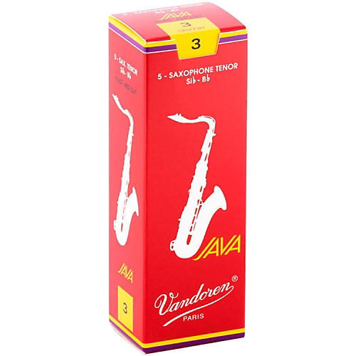 Vandoren JAVA Red Tenor Saxophone Reeds Strength 3, Box of 5